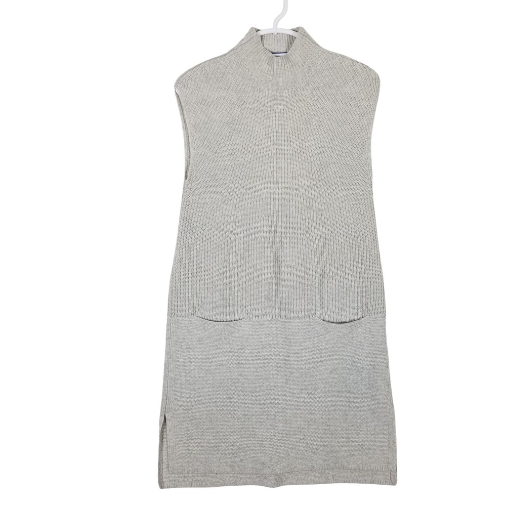 Vince Sweater Dress Womens XS Gray Wool Cashmere Mock Neck Sleeveless Pockets